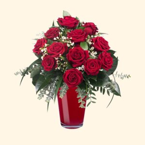 Bouquet Di 12 Rose Rosse Fresche A Stelo Lungo 50cm - Consegna A Domicilio In Italia, Con Nutriente