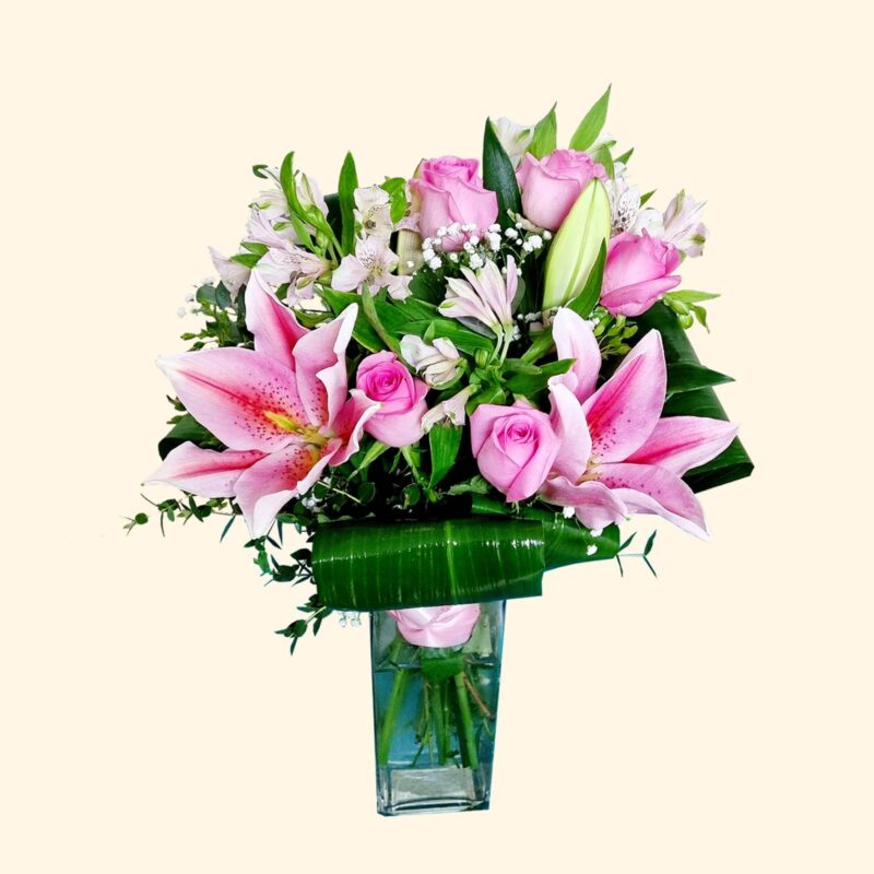 Bouquet rosa lilium rose astromelia