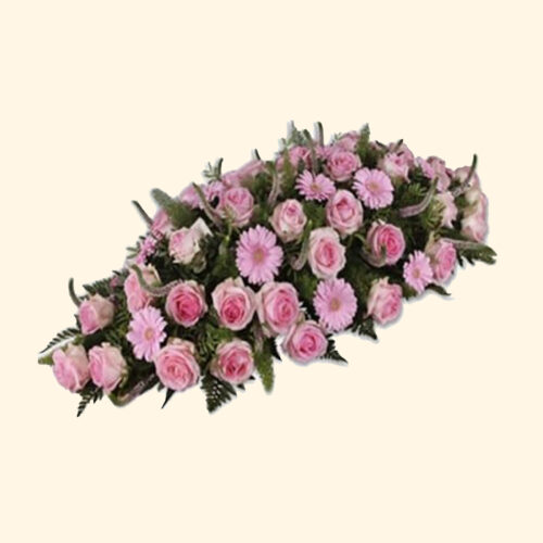 Cuscino funebre copribara di fiori rosa