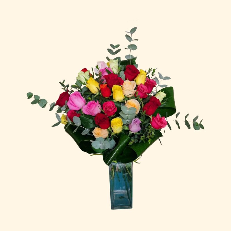 Mazzo di 30 Rose colorate