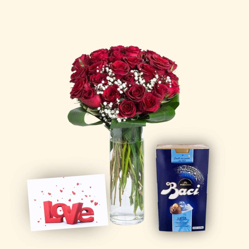 Set San Valentino 30 Rose rosse