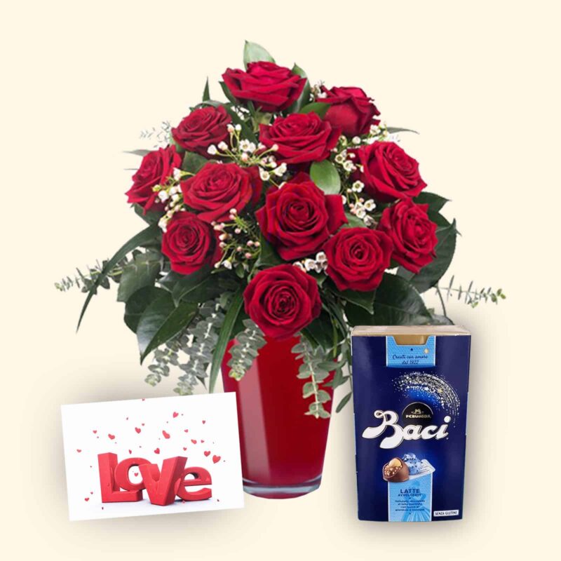 Set San Valentino 12 Rose rosse