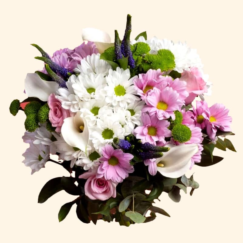 Flower delivery in Rome - Bouquet di San Carlino colorato, Santino verde, rosa e Calle bianche