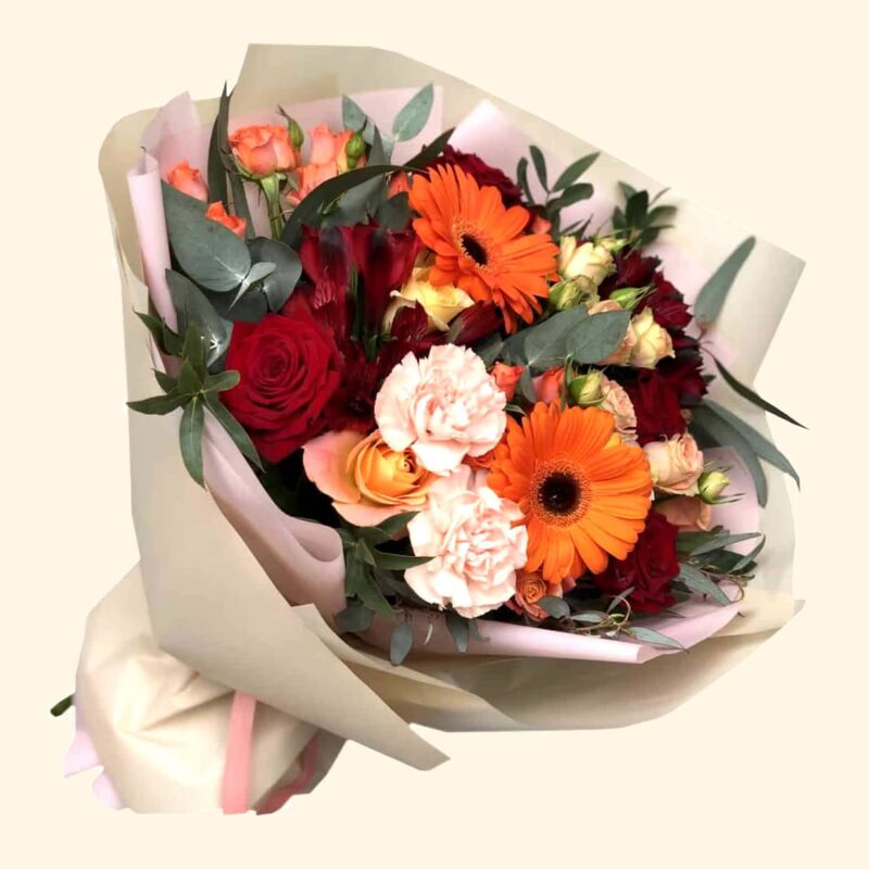 Flower delivery in Rome Bouquet di Gerbere, Garofani e Rose