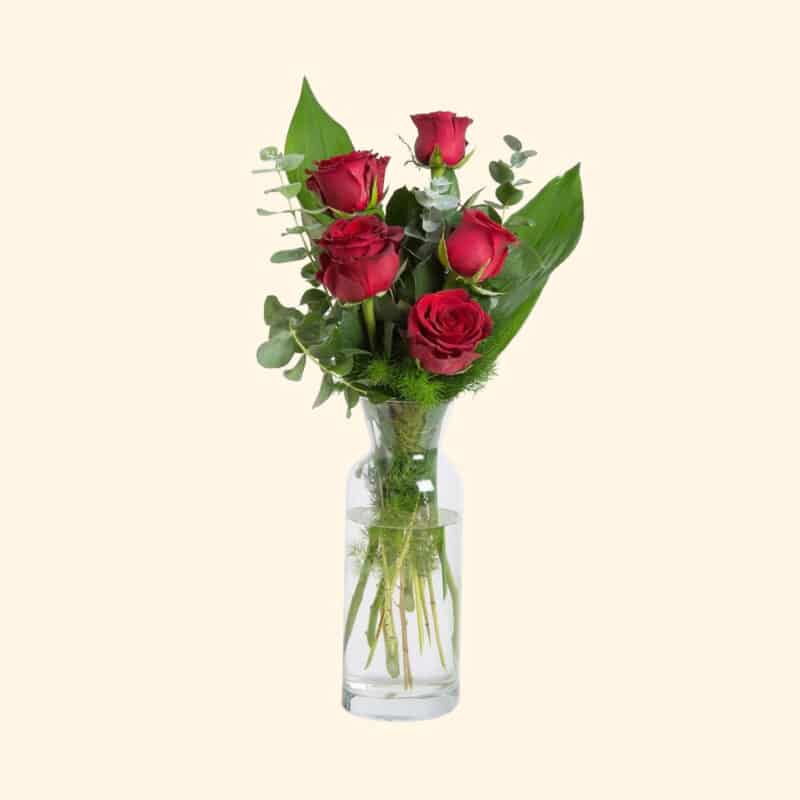 Bouquet di 5 rose rosse