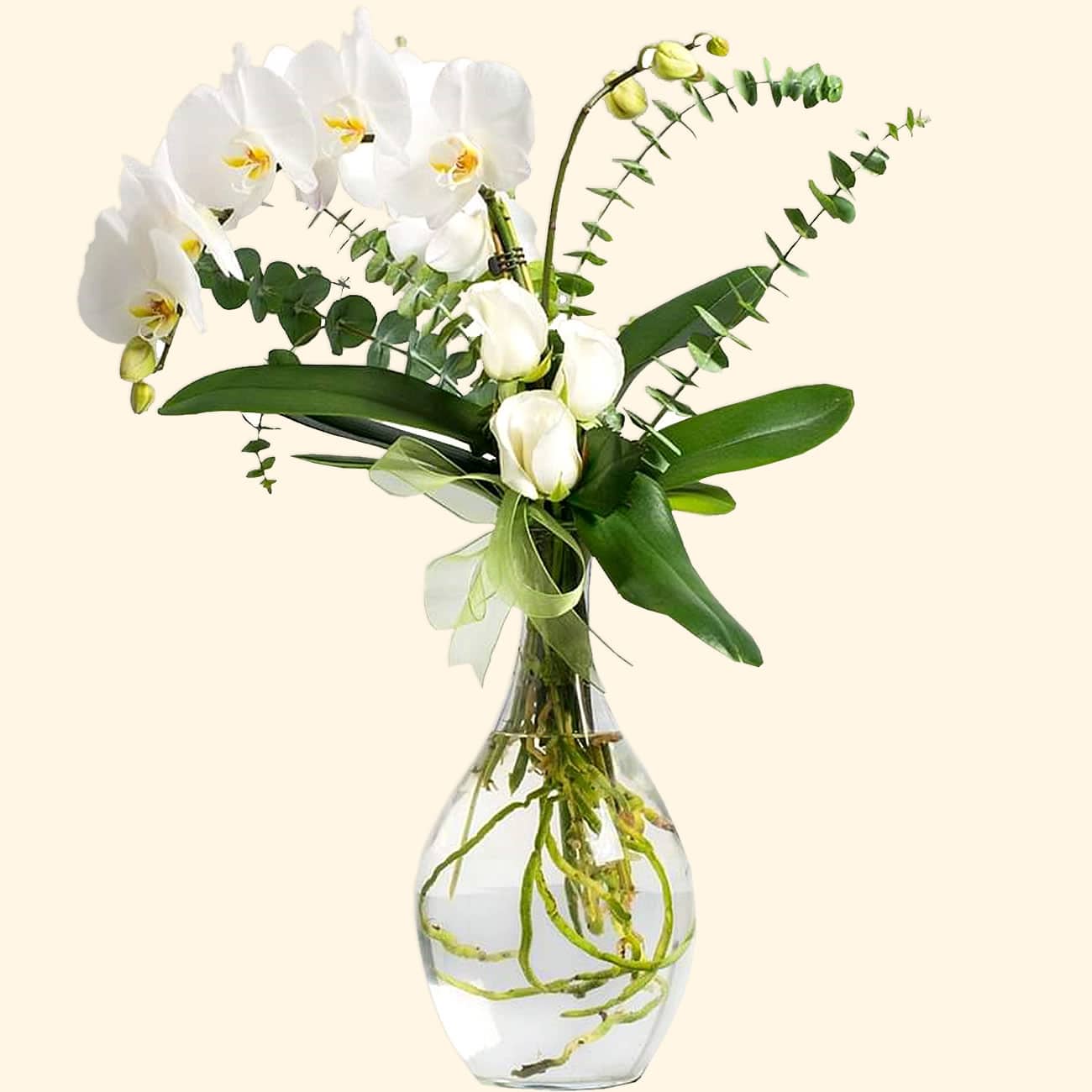 FIORE ARTIFICIALE CINQUE Teste Pianta In Vaso Falsa Phalaenopsis Bonsai