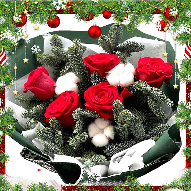 Consegna a domicilio per Natale Bouquet con Fiori di Cotone