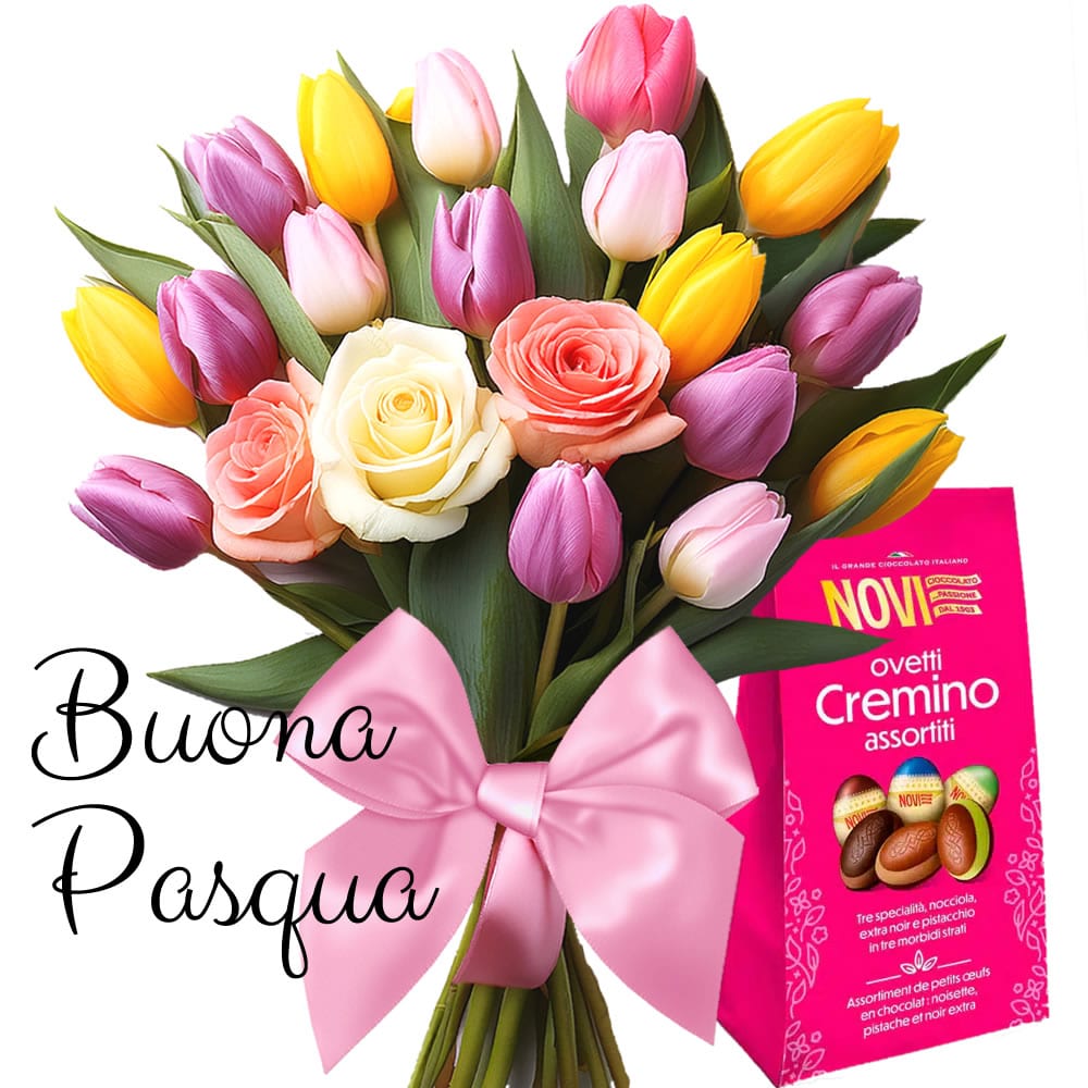 Pasqua. Bouquet di Rose e Tulipani consegna a domicilio a Roma