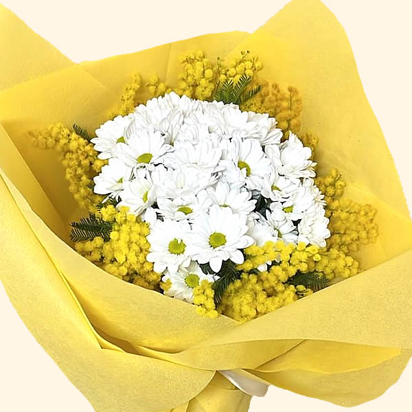 8 marzo - Mazzo di Margherite con Mimosa - Festa della Donna consegniamo a domicilio a Roma