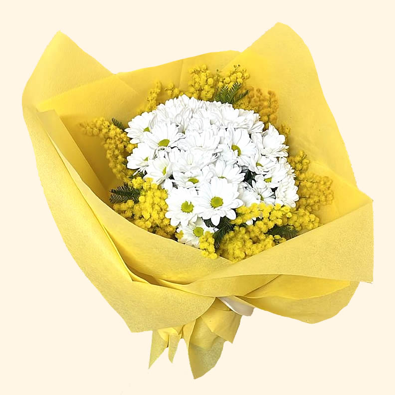 8 marzo - Mazzo di Margherite con Mimosa - Festa della Donna consegniamo a domicilio a Roma