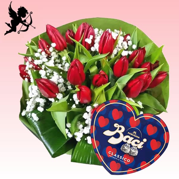 Per San Valentino regala il Bouquet di 20 tulipani rossi consegna a domicilio a Roma