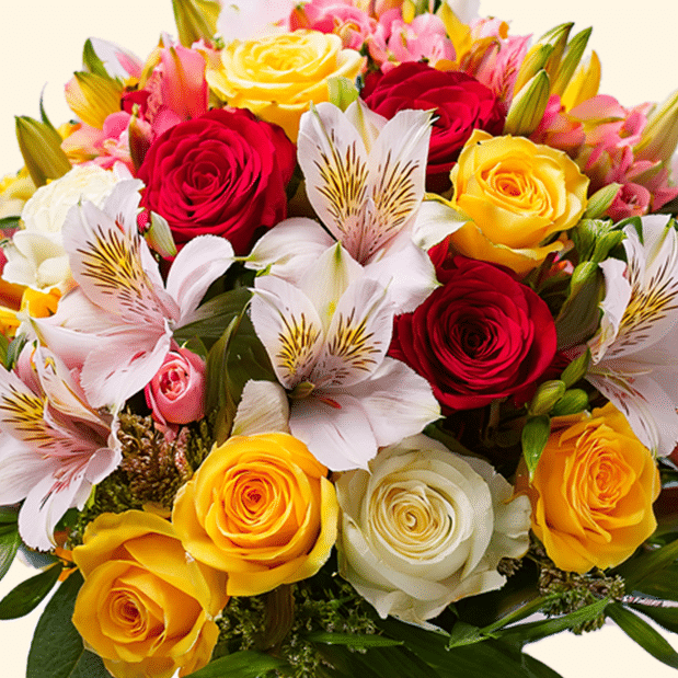 Bouquet di Rose colorate e Alstroemeria Flower delivery in Rome